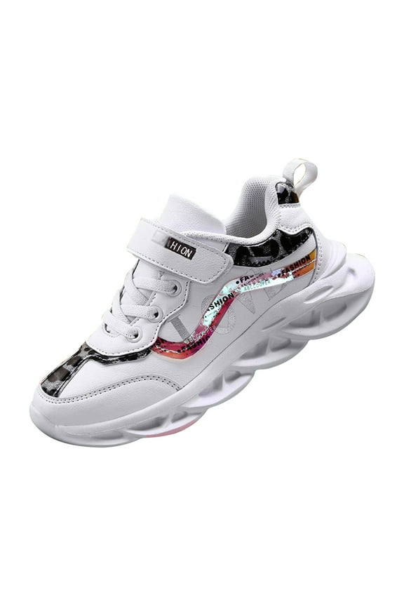 Kids Athletic Footwear for Girls and Boys Seasonal Comfort School Sports Play 4-4.5 Years White