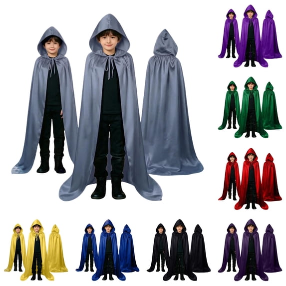 Xiaoxatg Kids Halloween Cloak Hooded Cape for Cosplay Performances and Party Dress Up Silver 110