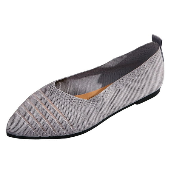 Xiaoxatg Ladies Casual Colorblocking Mesh Breathable Shallow Mouth Pointed Toe Flat Shoes - Stylish & Comfortable Footwear for Every Day Use 8 Grey