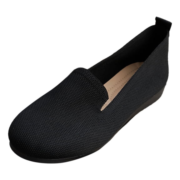 Xiaoxatg Ladies Colour Blocking Round Head Comfortable Casual Shoes for Women Big Size Flat Bottom Everyday Footwear 8.5 Black