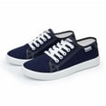 thumbnail image 1 of Xiaoxatg Ladies Fashion Retro Canvas Lace Up Flat Bottom Casual Shoes for Women - Stylish Everyday Footwear for Relaxation and Leisure 8 Navy, 1 of 9