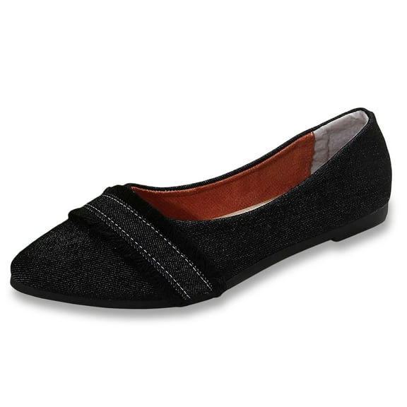 Xiaoxatg Leisure Women's Soft Sole Non Denim Flat Breathable On Lazy Shoes for Everyday Comfort and Style 8.5 Black