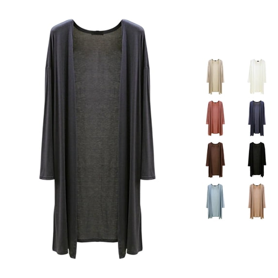 Xiaoxatg Lightweight Cardigan for Everyday Casual Wear with Open Front Design in Soft Knit Mid Length Open Front Cover Up Women's Cardigan Dark Gray XXL