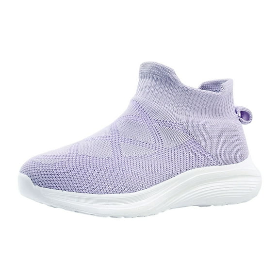 Xiaoxatg Lightweight Girls Mesh Running Shoes For Kids Breathable Athletic Footwear Comfortable Casual Sports Sneakers Ideal For Children 11.5-12 Years Purple