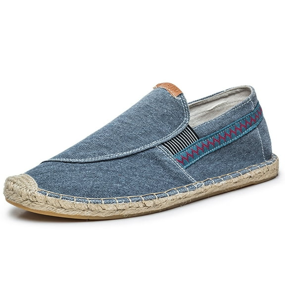 Xiaoxatg Men's Casual Breathable Linen Canvas Shoes for Everyday Wear with -On Espadrilles Design 7.5 Blue