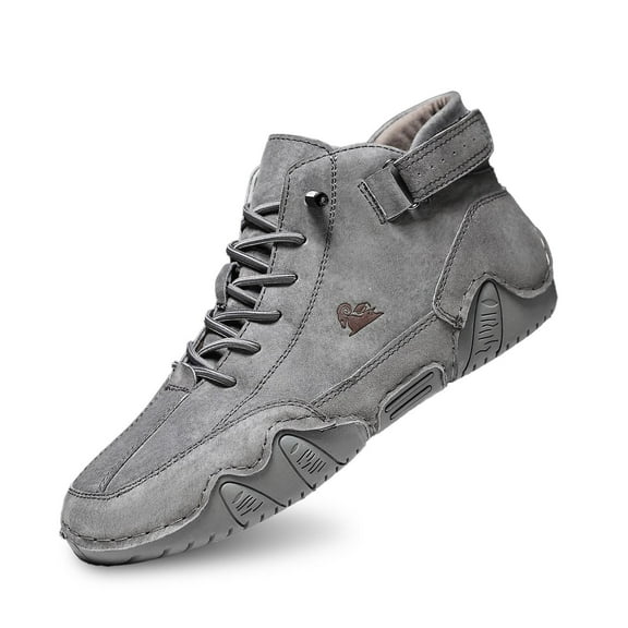 Xiaoxatg Men's Casual Shoes Breathable Comfortable Walking Sneakers Lightweight On Loafers For Daily Wear With Hook And Loop Closure 7.5 Grey