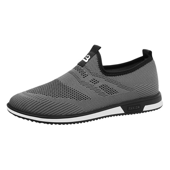 Xiaoxatg Men's Casual Shoes Breathable Leisure Sports Shoes for Summer Comfortable Flat Sole -On Footwear for Men 10 Grey