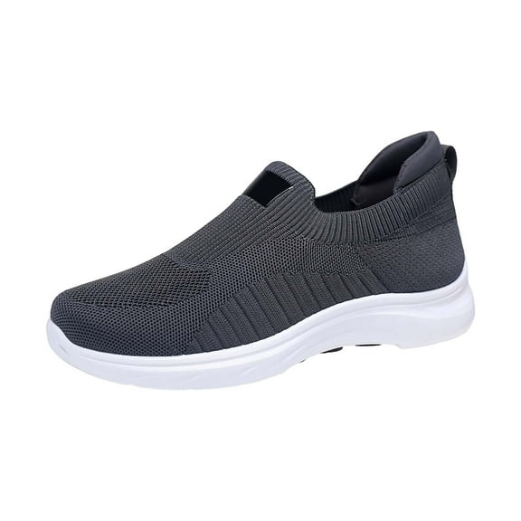 Xiaoxatg Men's Casual Shoes Breathable Lightweight Comfortable Sneakers for Daily Wear On Flat Sole Loafers 7.5 Grey