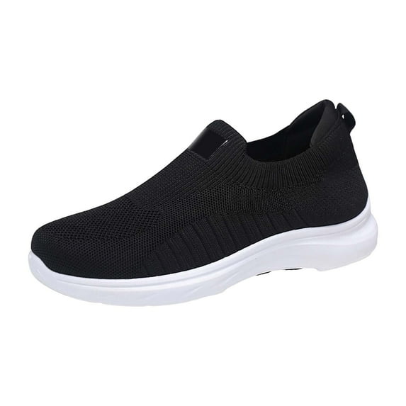 Xiaoxatg Men's Casual Shoes Breathable Lightweight Comfortable Sneakers for Daily Wear On Flat Sole Loafers 9.5 Black