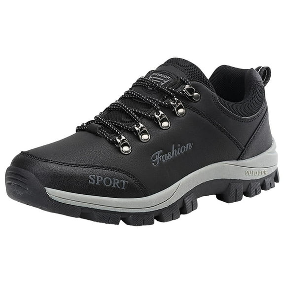 Xiaoxatg Men's Casual Shoes Fashionable Pattern Rainproof Thick Sole Comfortable Lace Up Sports Hiking Footwear 9 Black