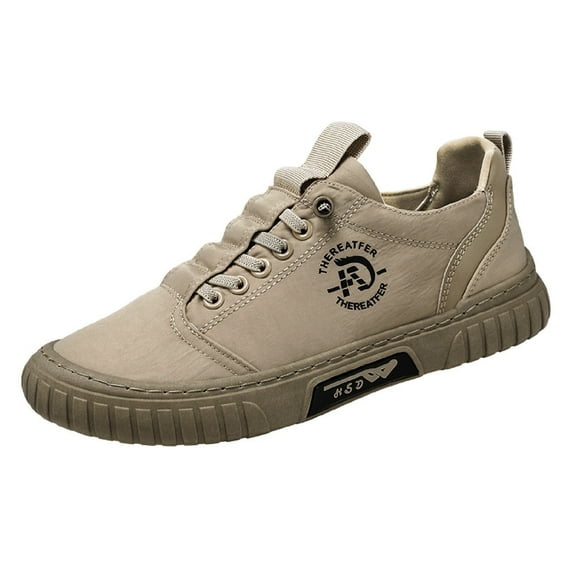 Xiaoxatg Men's Casual Shoes Low Top Breathable Canvas Walking Footwear for Everyday Use 7.5 Khaki