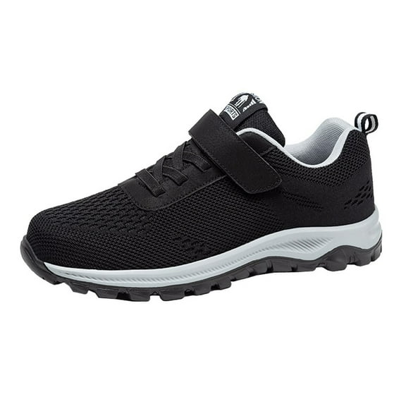 Xiaoxatg Men's Casual Shoes Low Top Breathable Strap Lightweight Sports Shoes for Everyday Comfort and Style 7.5 Black