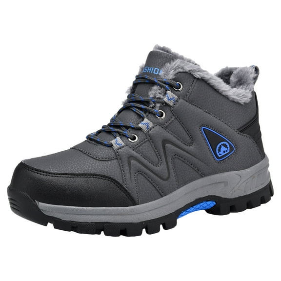 Xiaoxatg Men's Casual Shoes Winter Sneakers Outdoor Footwear Padded Warm Lightweight Hiking Footwear Large Size Hiking Gear 11.5 Grey