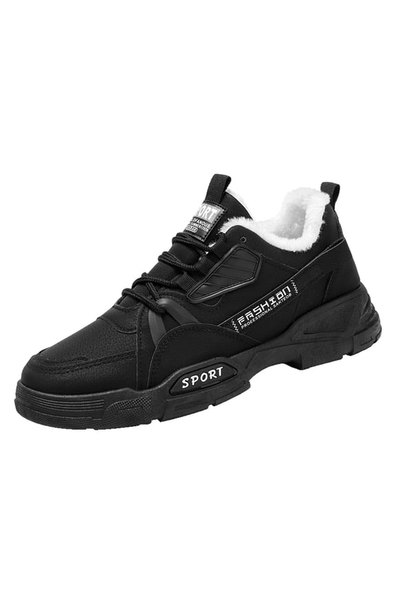 Men's Casual Shoes Winter Style Comfortable Warm Work Footwear for Everyday Use 10 Black