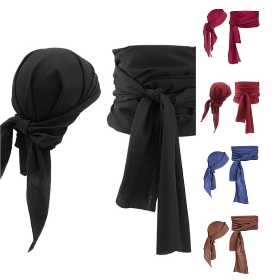 Xiaoxatg Pirate Men Women Halloween Pirate Accessories Bandana Belt Black