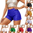 thumbnail image 1 of Xiaoxatg Sequin Stretch Waistband Slim Fit Low Rise Casual Shorts Blue S, 1 of 4