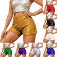 thumbnail image 1 of Xiaoxatg Sequin Stretch Waistband Slim Fit Low Rise Casual Shorts Gold S, 1 of 4