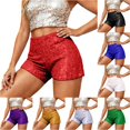 thumbnail image 1 of Xiaoxatg Sequin Stretch Waistband Slim Fit Low Rise Casual Shorts Red L, 1 of 4