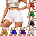 thumbnail image 1 of Xiaoxatg Sequin Stretch Waistband Slim Fit Low Rise Casual Shorts White S, 1 of 4