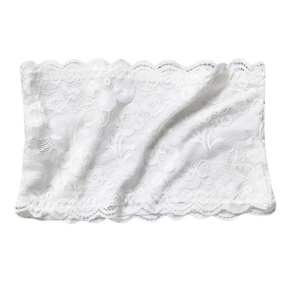 Xiaoxatg Strapless Bra Lace Bandeau Top Women's Bra Without Underwire Padded Bralette Tube Top With Transparent Straps Full Support Sports Bra