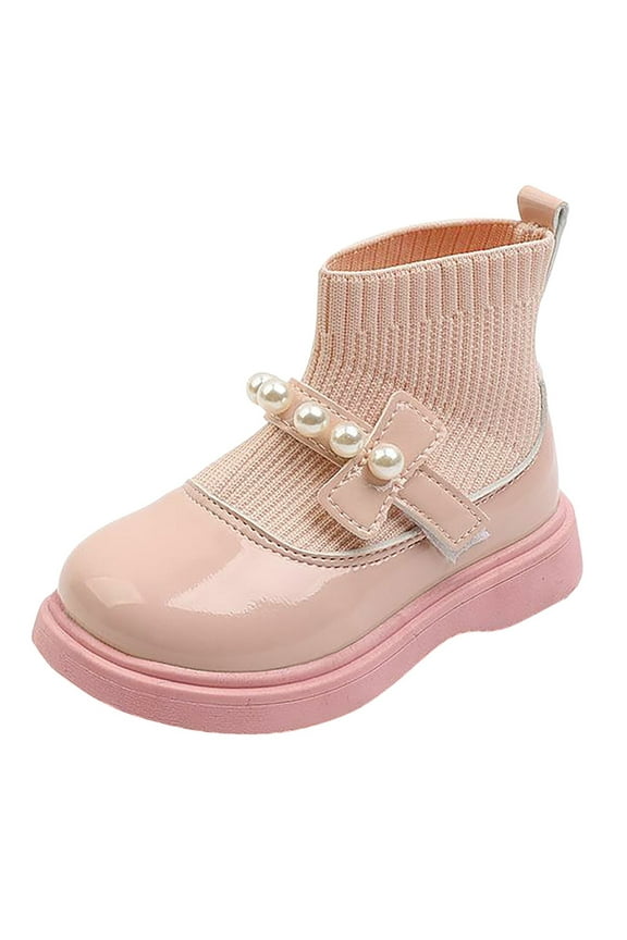Stylish Winter Girls Leather Boots with Woven Ankle Design for Childrens Dance and Casual Wear 9 Pink