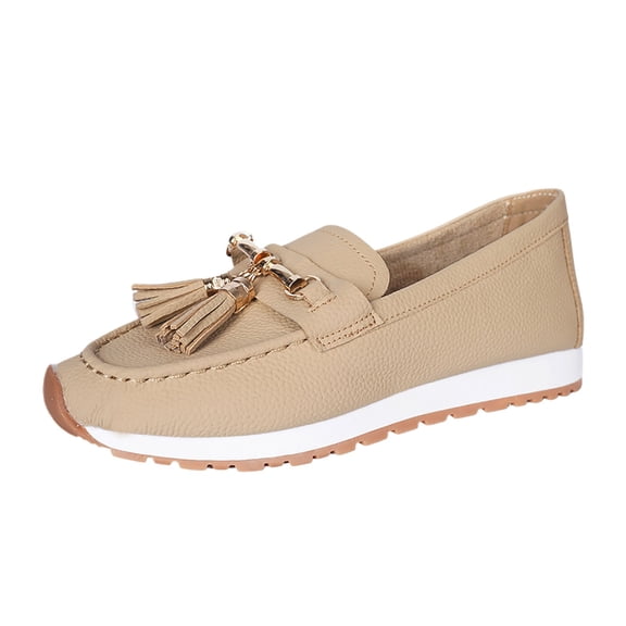 Xiaoxatg Stylish Women's Casual Shoes for Everyday Use - Comfortable Closed Toe Design with Fringe - Addition to Relaxed Attire - Versatile Footwear Suitable for All Seasons 6.5 Beige