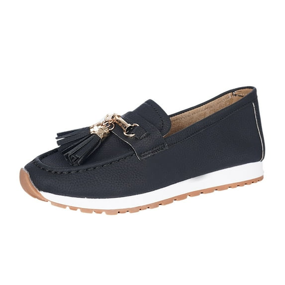 Xiaoxatg Stylish Women's Casual Shoes for Everyday Use - Comfortable Closed Toe Design with Fringe - Addition to Relaxed Attire - Versatile Footwear Suitable for All Seasons 7.5 Black