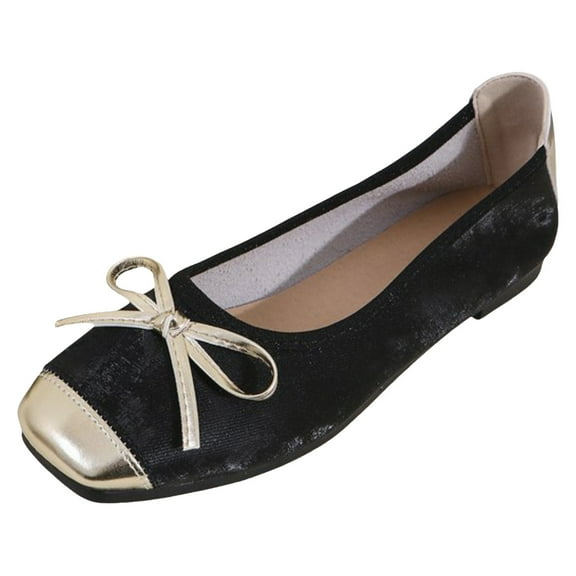 Xiaoxatg Stylish Women's Casual Shoes - Fashionable French Square Toe Shallow Mouth Flat Sole Soft Soled Mary Jane Footwear 8 Black