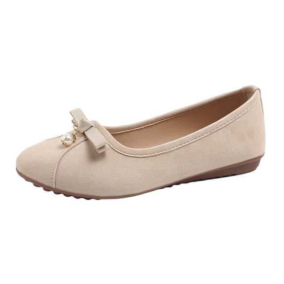 Xiaoxatg Stylish Women's Casual Shoes With Elegant Bow Design Ideal For Everyday Wear Comfortably Pairing With Jeans In All Seasons 6.5 Beige