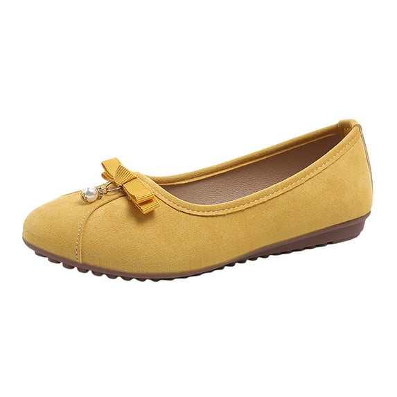 Xiaoxatg Stylish Women's Casual Shoes With Elegant Bow Design Ideal For Everyday Wear Comfortably Pairing With Jeans In All Seasons 7 Yellow