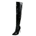 thumbnail image 1 of Xiaoxatg Stylish Women's Over-The-Knee Boots - Fashion Solid Color Bright Leather High Heel Side Zipper Design 9 Black, 1 of 8