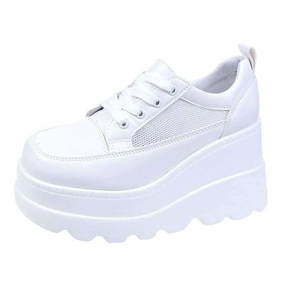 Xiaoxatg Stylish Women's Sneakers Casual Hollow Out Round Toe Shoes for Everyday Wear 7.5 White