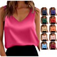 thumbnail image 1 of Xiaoxatg Summer Tank Tops for Women Satin Loose Fit Sleeveless V Neck Camisole Blouses Shirt with Soft Smooth Texture Hot Pink XXL, 1 of 8
