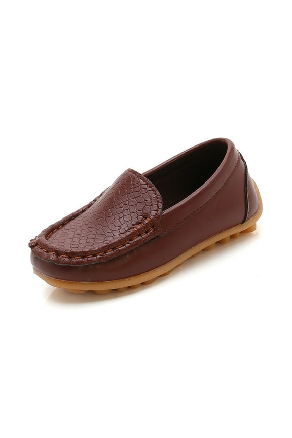 Toddler Kids Unisex Soft Sole On Loafers Flexible Flat Boat Shoes For Casual Comfortable Lightweight Design Durable Construction 3.5-4 Years Brown