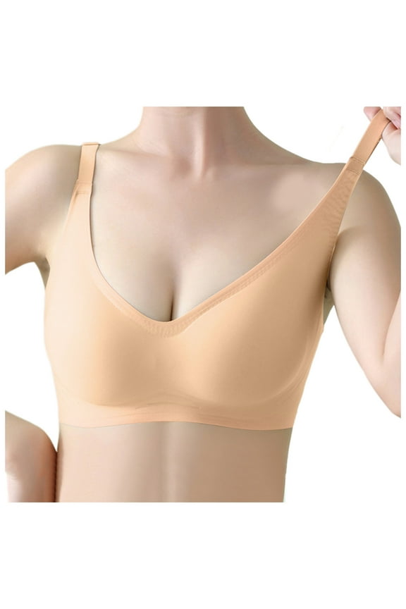 Women Seamless Bra Small Push Up Latex Jelly Bra No Underwire Adjustable Sports Bra Tan Bra for Women