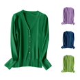 thumbnail image 1 of Xiaoxatg Women's Cardigan V Neck Knitted Cardigan Sweater with Long Sleeves for Spring Autumn Lightweight Layering Top Green M, 1 of 6