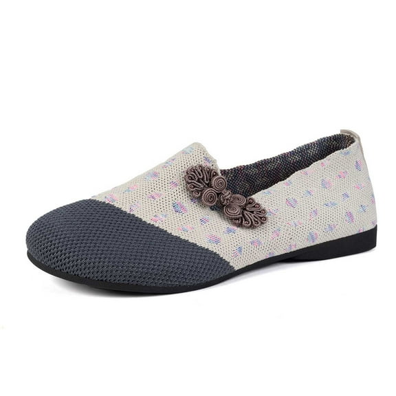 Xiaoxatg Women's Casual On Shoes Breathable Comfortable Flat Walking Sneakers for Daily Activities with Round Toe Design 6.5 Navy