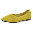 thumbnail image 1 of Xiaoxatg Women's Casual Shoes Ballerina On Non Knitted Trainers Comfortable Breathable Summer Sporty Flat Comfort Shoes 6.5 Yellow, 1 of 9