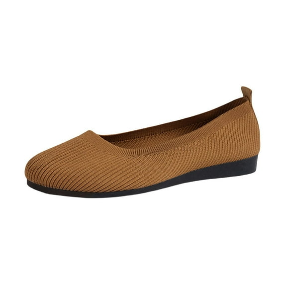 Xiaoxatg Women's Casual Shoes Ballerina On Trainers Comfortable Breathable Summer Sporty Women Flat Footwear for Daily Wear 7.5 Brown