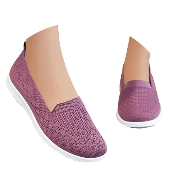Xiaoxatg Women's Casual Shoes Breathable Flat On Footwear for Daily Wear Ideal for Spring and Summer Casual Outfits with Jeans and Skirts Soft Sole Design for Comfort 6.5 Purple
