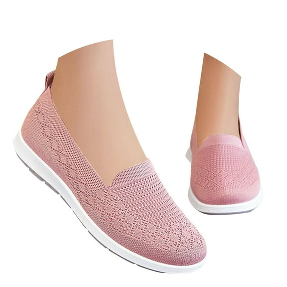 Xiaoxatg Women's Casual Shoes Breathable Flat On Footwear for Daily Wear Ideal for Spring and Summer Casual Outfits with Jeans and Skirts Soft Sole Design for Comfort 7.5 Pink