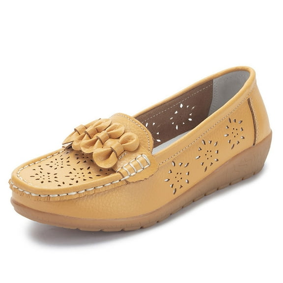 Xiaoxatg Women's Casual Shoes Comfortable -On Breathable Soft Sole Lightweight Canvas Shoes for Everyday Wear 5.5 Yellow