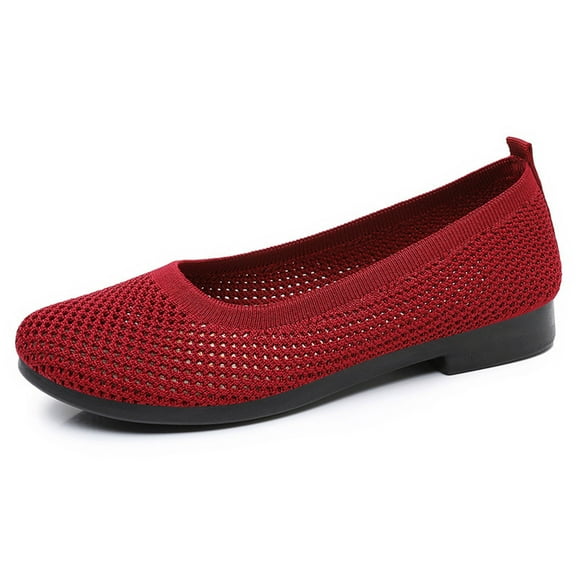 Xiaoxatg Women's Casual Shoes for Daily Wear - Comfortable -On Flat Footwear with Mesh Design Ideal for Work and Leisure Versatile for Every Season 6.5 Red