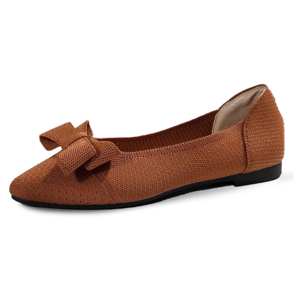 Xiaoxatg Women's Casual Shoes with Elegant Bow Design for Everyday Wear Comfortable Mesh Fabric Flat Sole for Spring and Summer Ideal for Casual Outfits 6.5 Coffee