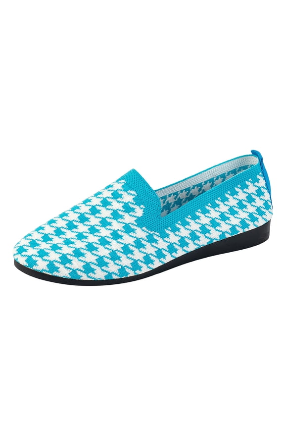 Women's Casual Shoes Fall Europe and United States Foreign Trade Round Head Flat Shoes Female Shallow Mouth Sports Wind Casual Footwear 6.5 Blue
