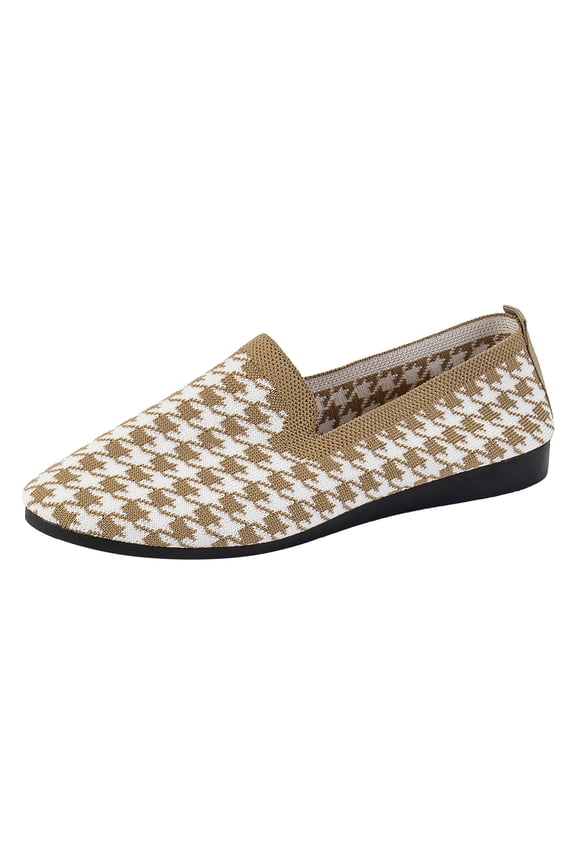 Women's Casual Shoes Fall Europe and United States Foreign Trade Round Head Flat Shoes Female Shallow Mouth Sports Wind Casual Footwear 6.5 Khaki