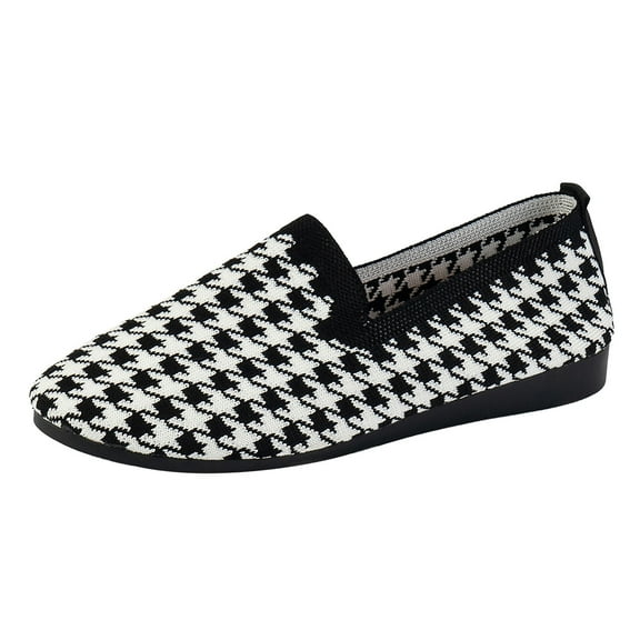Xiaoxatg Women's Casual Shoes Fall Europe and United States Foreign Trade Round Head Flat Shoes Female Shallow Mouth Sports Wind Casual Footwear 7.5 Black