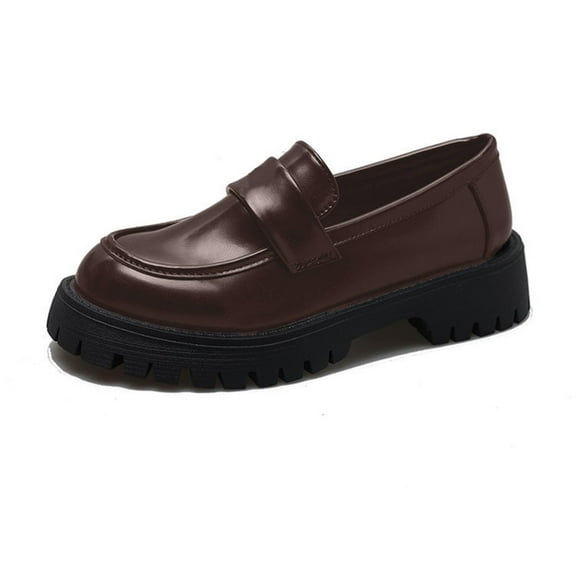 Xiaoxatg Women's Casual Shoes Fashion Solid Color Thick Soled Leather Comfortable On Footwear for Everyday Use 6 Bronze