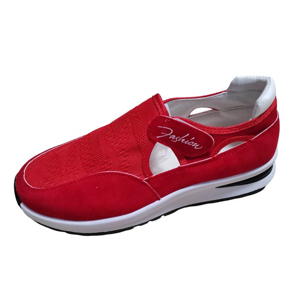 Xiaoxatg Women's Casual Shoes Fashionable Leather Hollow -On Platform Sneakers for Everyday Wear 6.5 Red