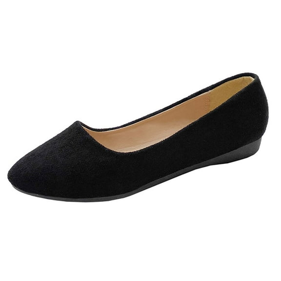 Xiaoxatg Women's Casual Shoes - Fashionable Solid Color Suede Stirrup Shoes for All-Day Comfort 6 Black